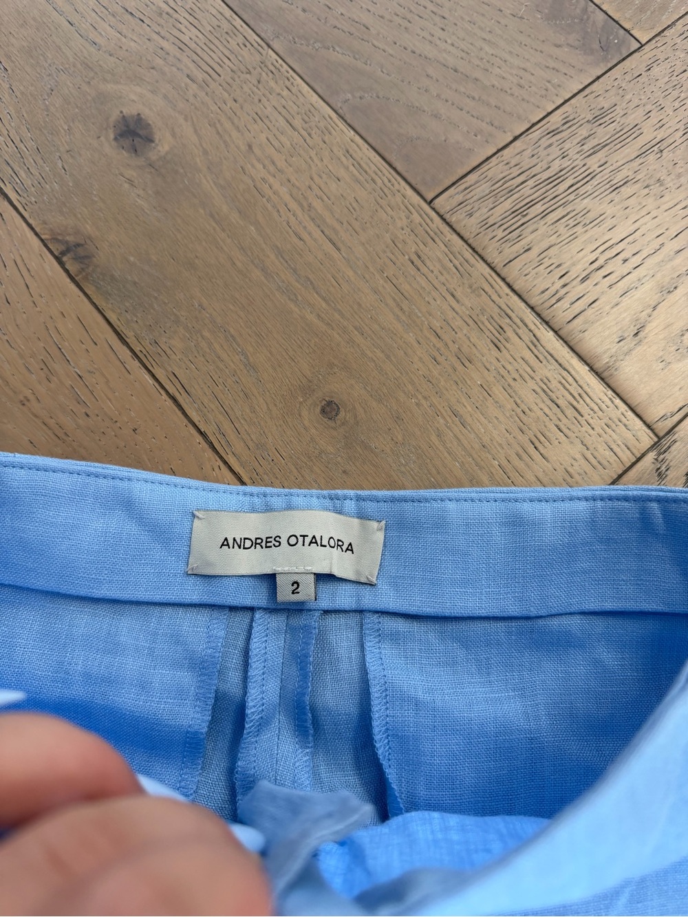 Sky Blue Wide-Leg Linen-Blend Pants - Picture 3 of 6